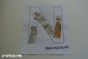 Cut stripes of old Newspapers, kids glue.