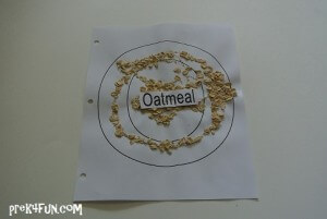 Kids glued the O then sprinkled it with Oats.