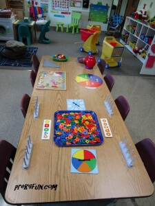 Color exploration, Magnetic construction, counting cookies and counting cubes!