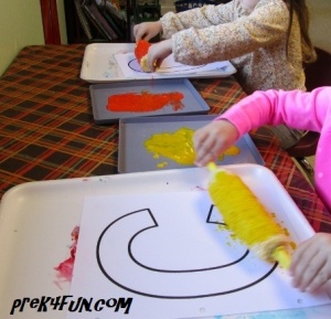 Preschool Letter C Art Painting with Corn!