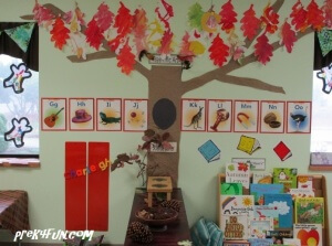 Letter C classroom tree fall leaves