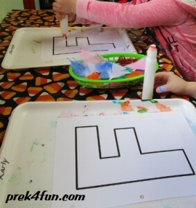 Letter F Preschool Art & Activities feathers