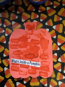 Some of our kids used the foam brus to dot the paint while others painted the entire pumpkin.
