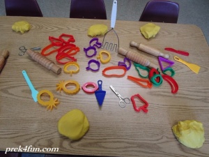 vegetable cookie cutters with Lemon scented play dough!