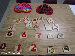 Letter V Vegetable numbers and valentines